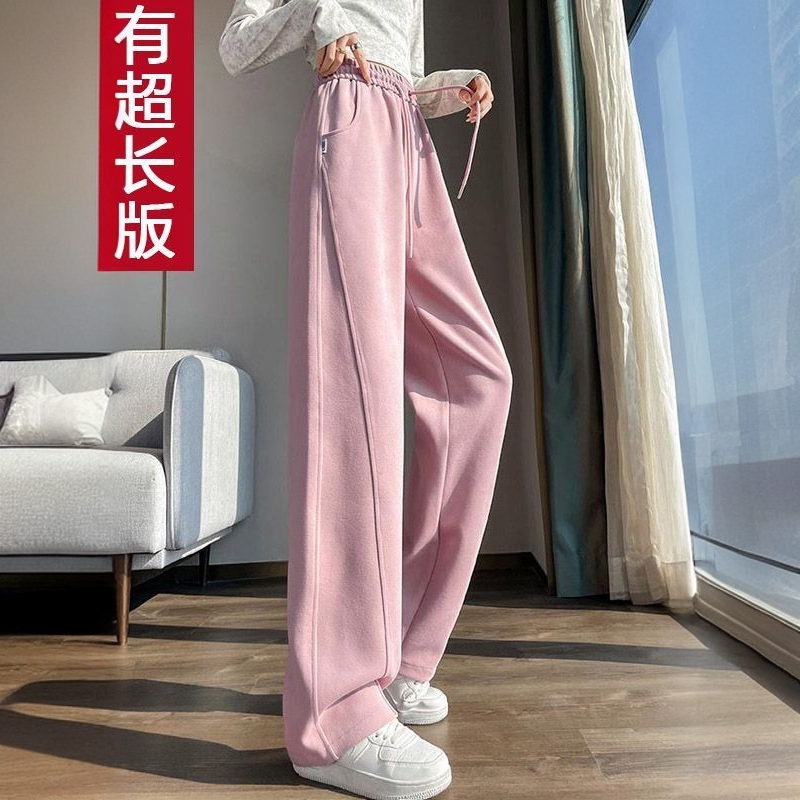 窄版阔腿裤女2025新款春秋美式灰色运动裤香蕉裤加长版高个子175