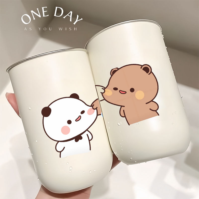 一二布布圣诞节情侣不锈钢漱口杯不锈钢家用可爱牙缸杯子刷牙杯子