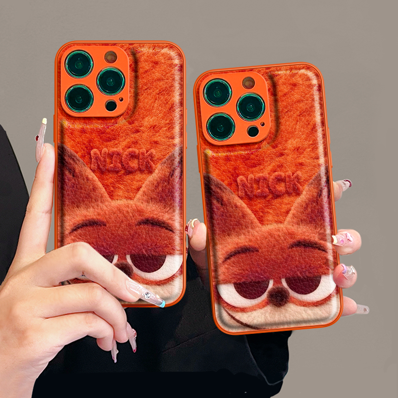 毛绒Q萌尼克适用苹果17p手机壳16PM肤感皮纹ins风华为p70小米17女