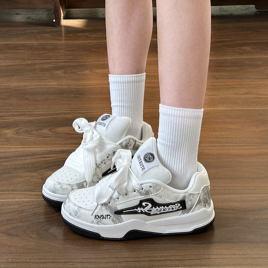 易少年 原创幻彩色面包鞋女ins潮2025冬季新款板鞋百搭休闲小白鞋