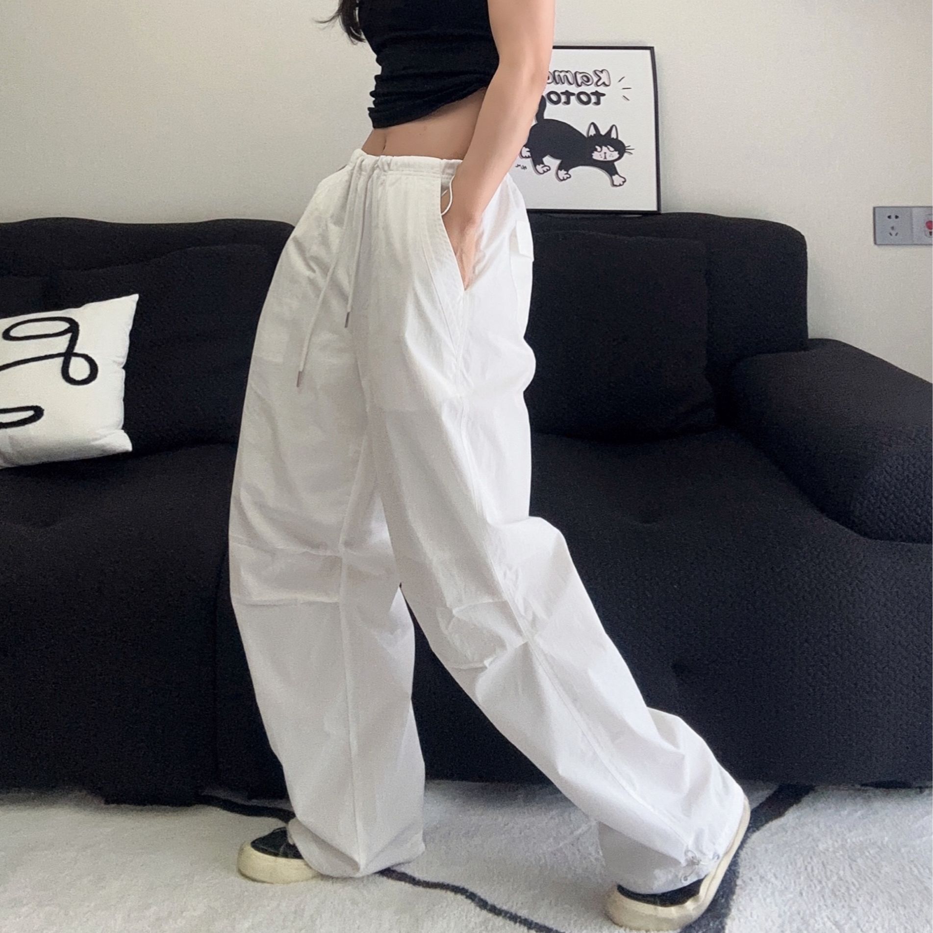 【痒痒家】LaNikar美式复古工装裤cleanfit抽绳伞兵裤长裤K1047