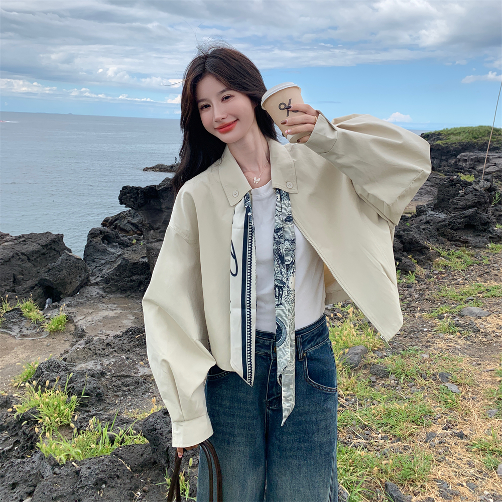 小个子休闲飘带工装短外套女春秋2025新款巨好看流行爆款夹克上衣