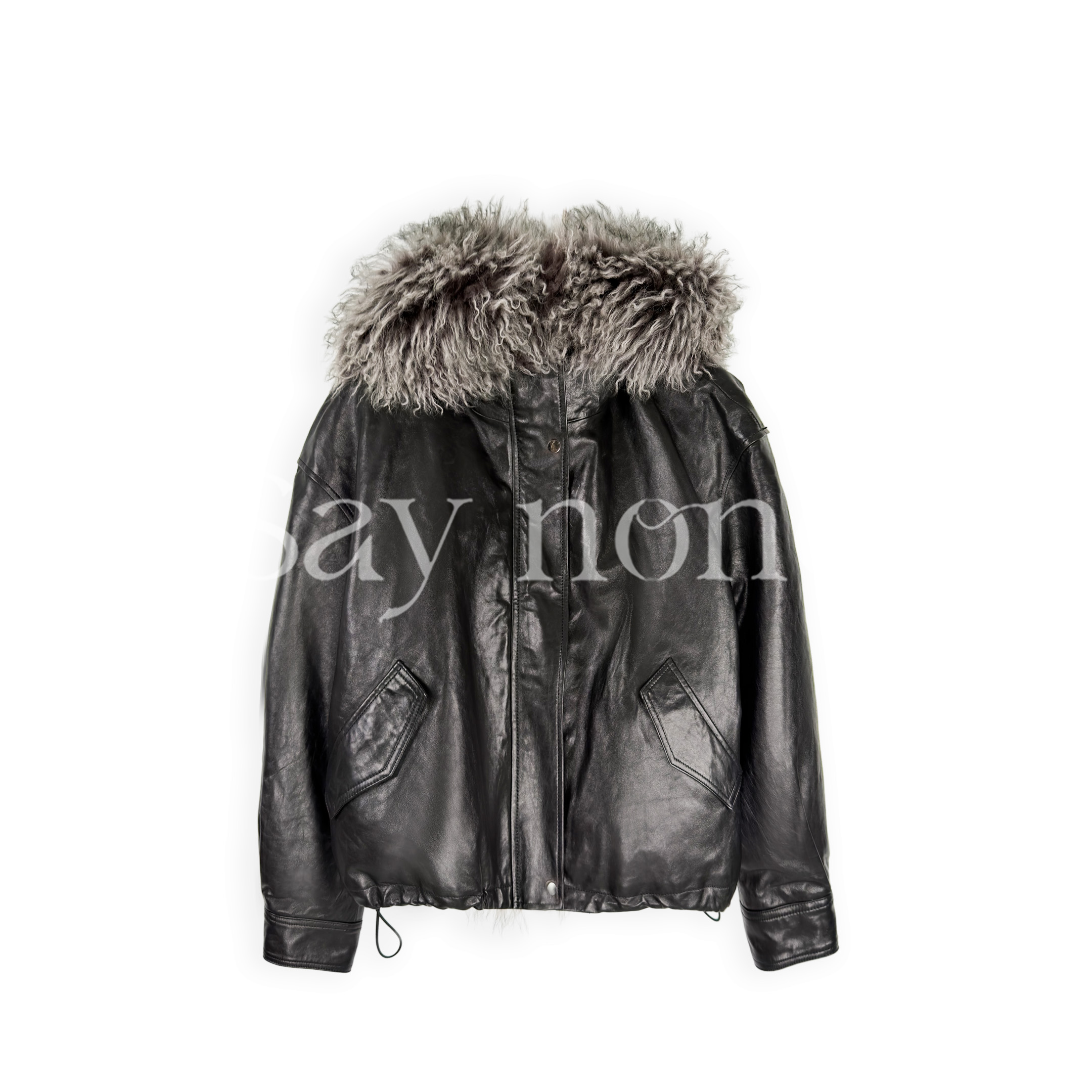 懒猫nono│Saynono 高奢气质羊毛毛皮大翻领皮鹅绒羽绒服GG12101AY