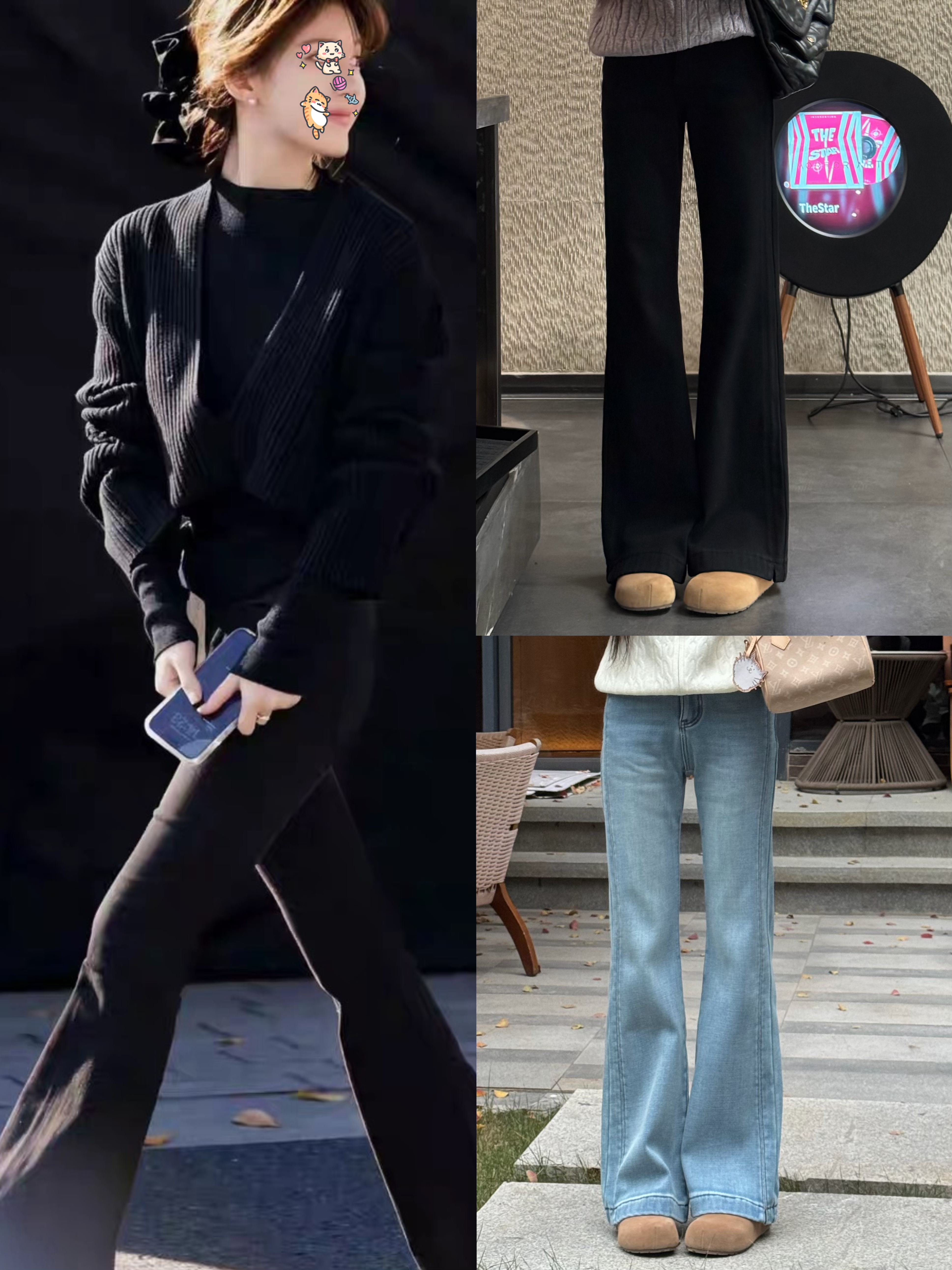 宿慕SUMU 加绒加厚直筒微喇牛仔裤12-3冬季显瘦牛仔长裤33086