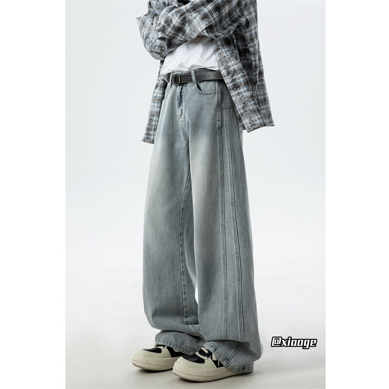 美式重磅水洗裤子男秋季2025新款cleanfit直筒宽松大码阔腿牛仔裤