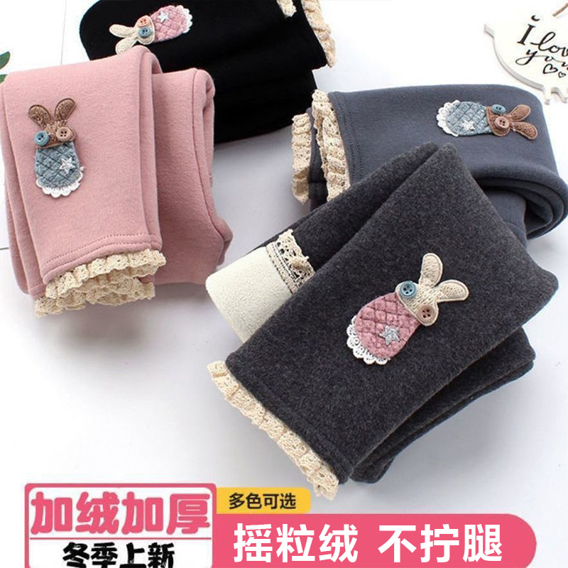 MOMOCO/玛米玛卡女童加绒打底裤秋冬儿童保暖外穿洋气宝宝一体摇