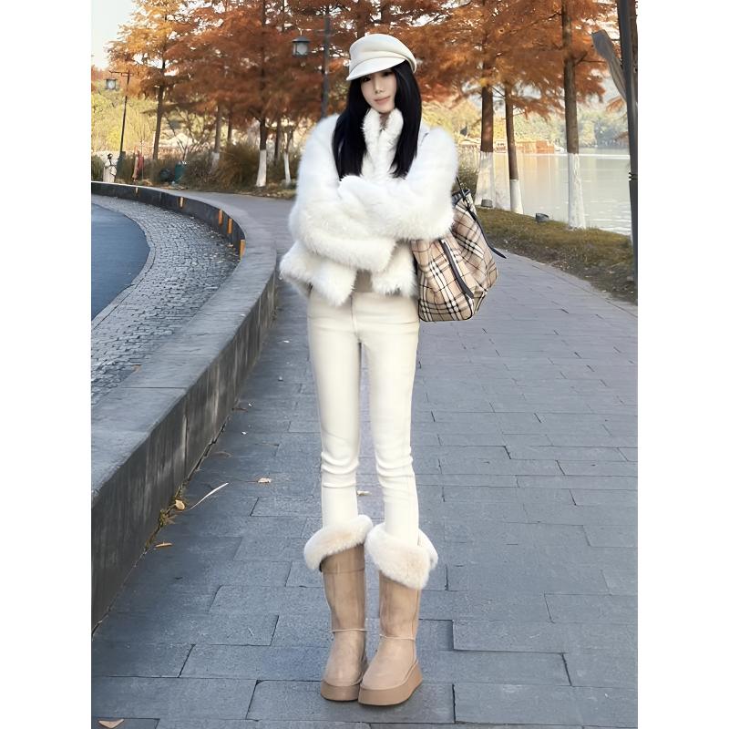 加绒高腰弹力小脚牛仔裤女冬季2025新款小脚裤子女款爆款2025新款