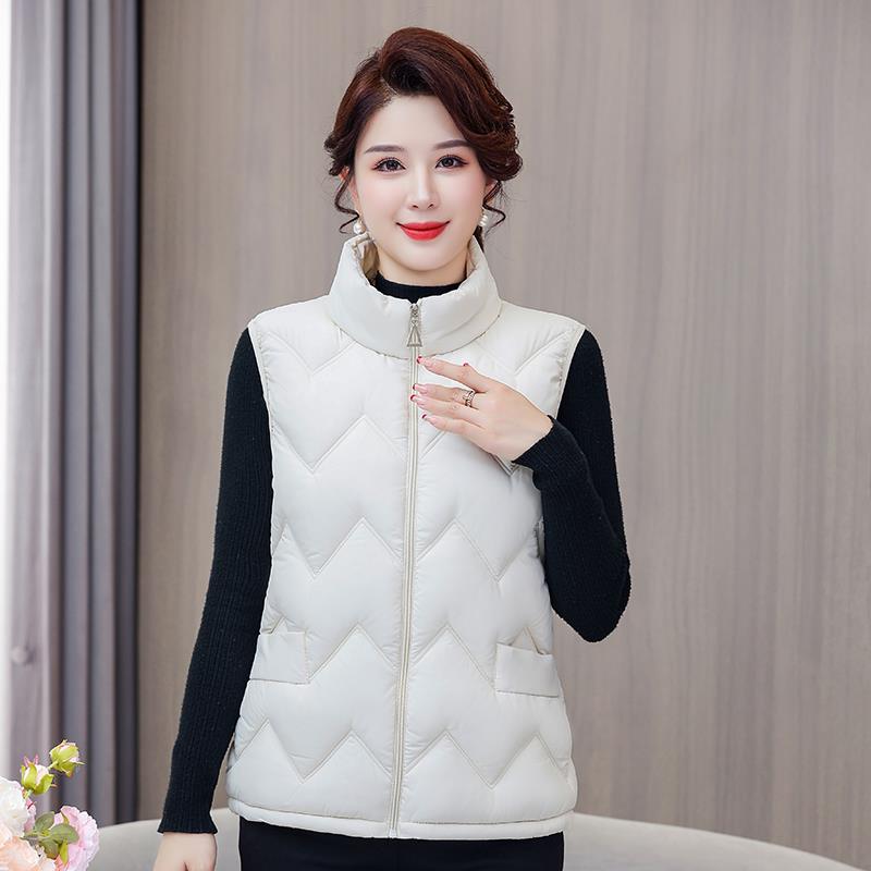 范哲萨妈妈秋冬羽绒马甲女加厚短款坎肩中老年人秋装外套中年棉