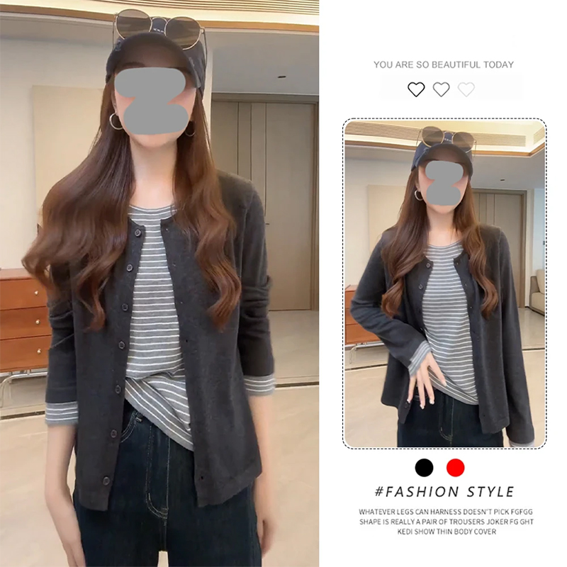 韩系纯色穿搭休闲长袖针织开衫女2025新款秋季穿搭时尚洋气上衣潮