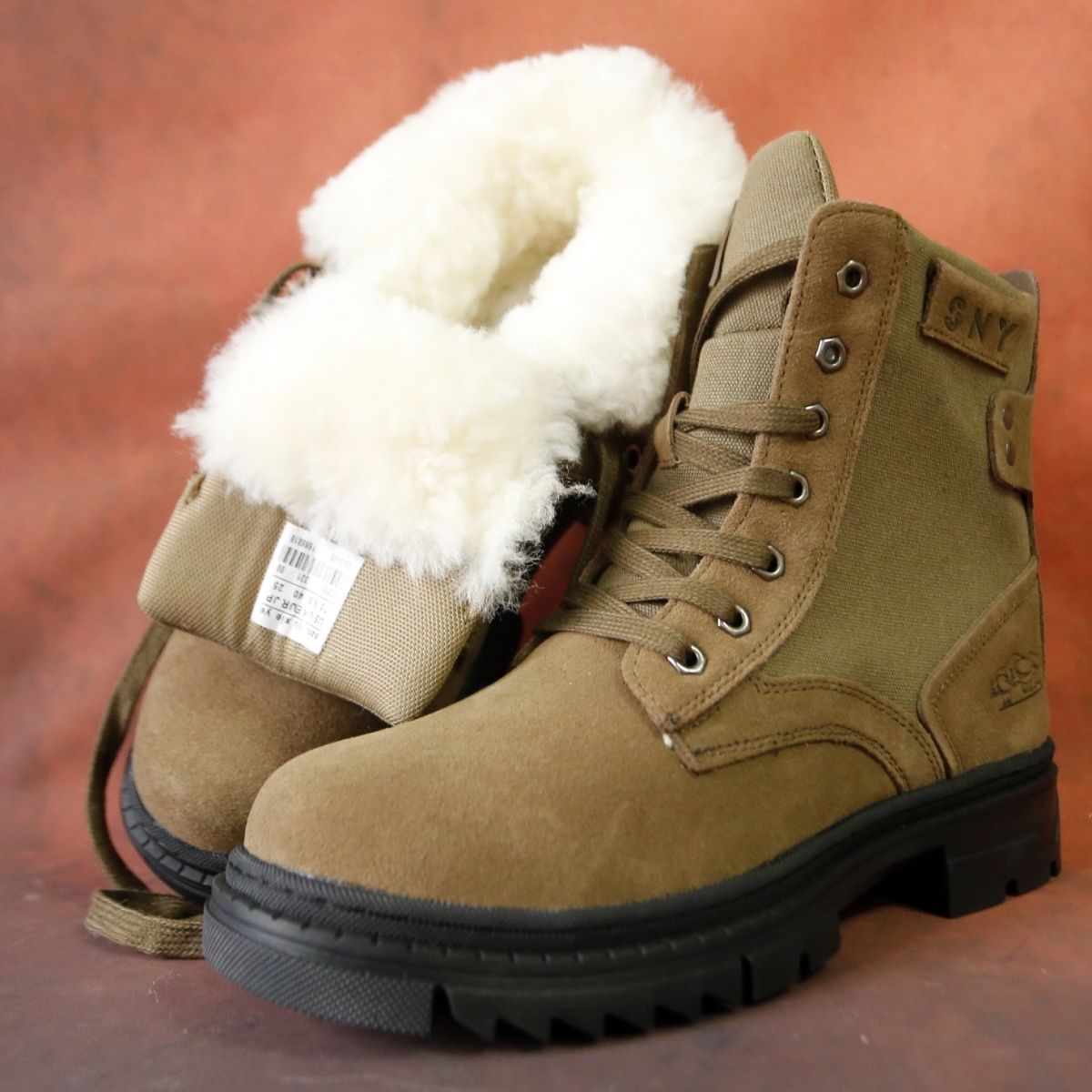 高帮雪地靴男保暖加绒马丁靴皮毛一体羊毛靴翻毛皮鞋防滑东北棉鞋