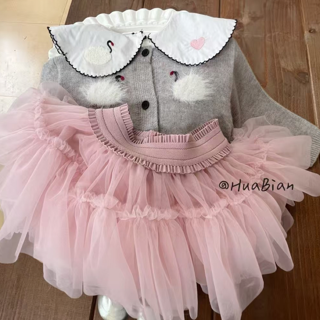 七禧童装2025年秋冬新品甜美纱裙三件套森系小清新网红秋款百搭