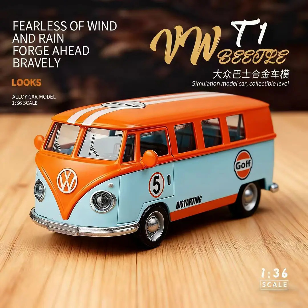 合金T1大众巴士双开门1:36车模男孩礼物仿真玩具车模型特价