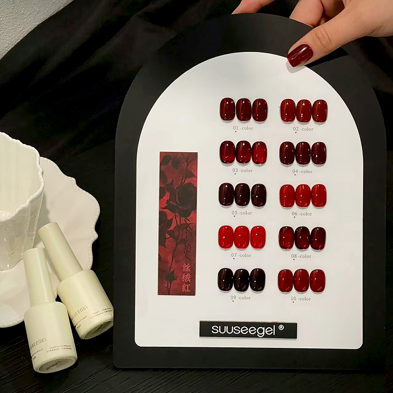 束色10色丝绒红甲油胶25年秋冬新款网红流行色美甲店专用小套装