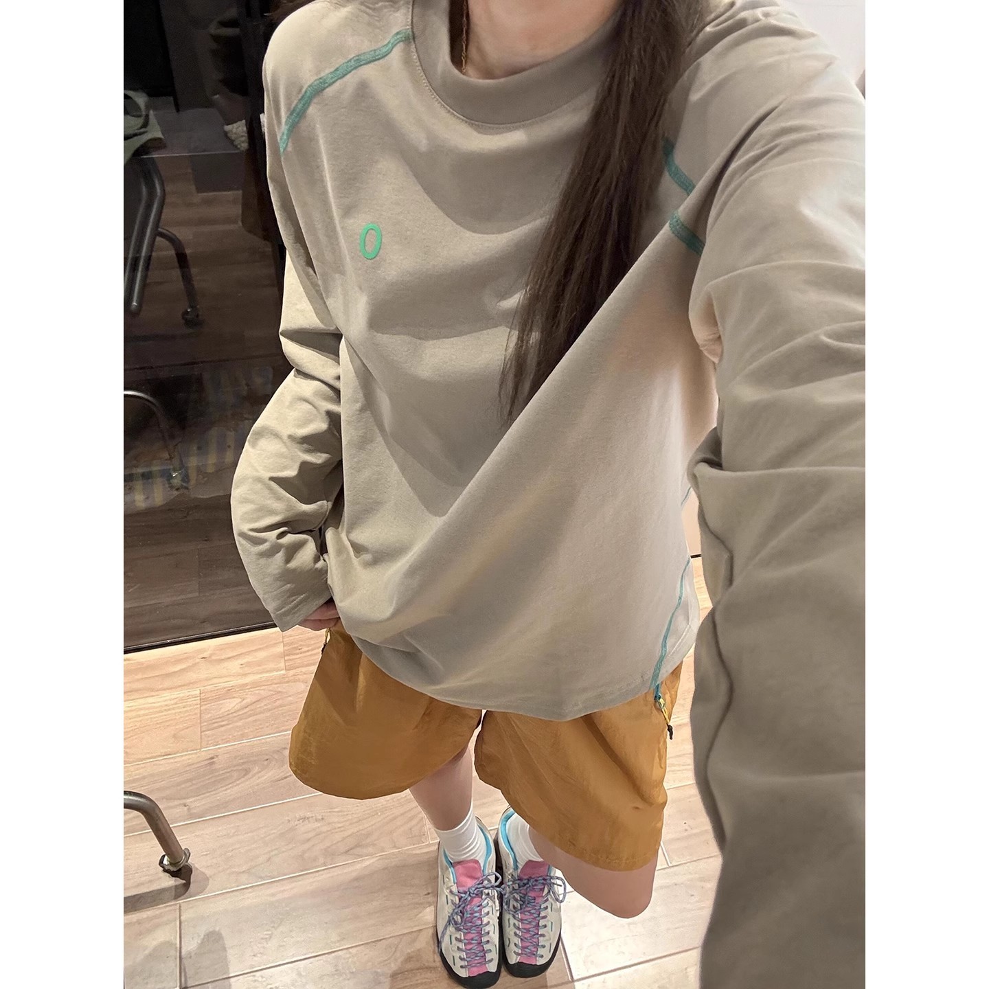 卡其色冰丝速干防晒长袖t恤男夏薄款吸汗透气上衣户外运动骑行服