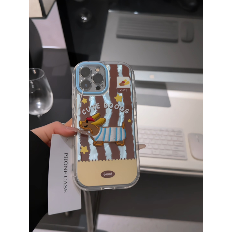 星星腊肠狗适用苹果16promax手机壳iPhone15泡芙华为oppo女小米15