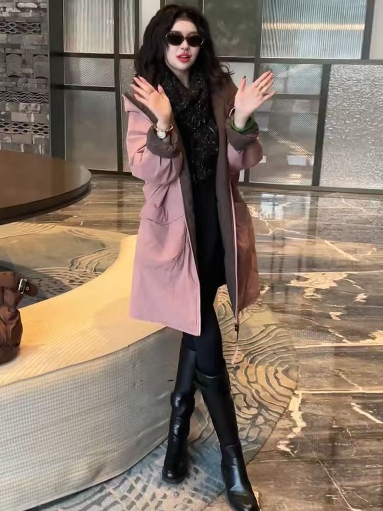 2025冬季新款女式中长棉外套新款女装洋气韩系女装温婉时髦欧货