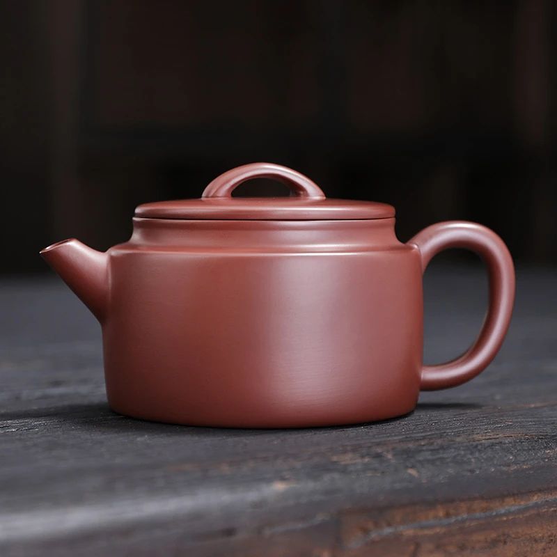 原矿手工紫砂朱泥汉瓦壶大容量球孔过滤仿古壶家用办公礼品茶具