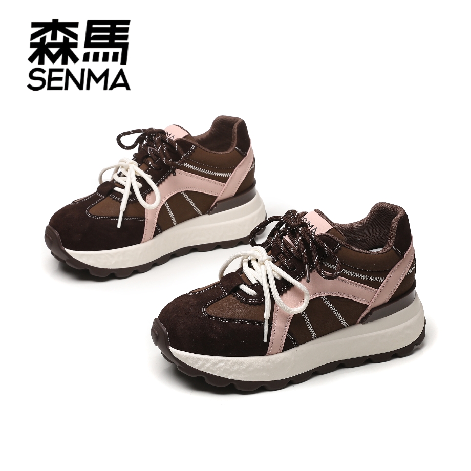 SENMA/森马女鞋秋季新款软底增高厚底阿甘鞋透气防滑时尚休闲鞋潮