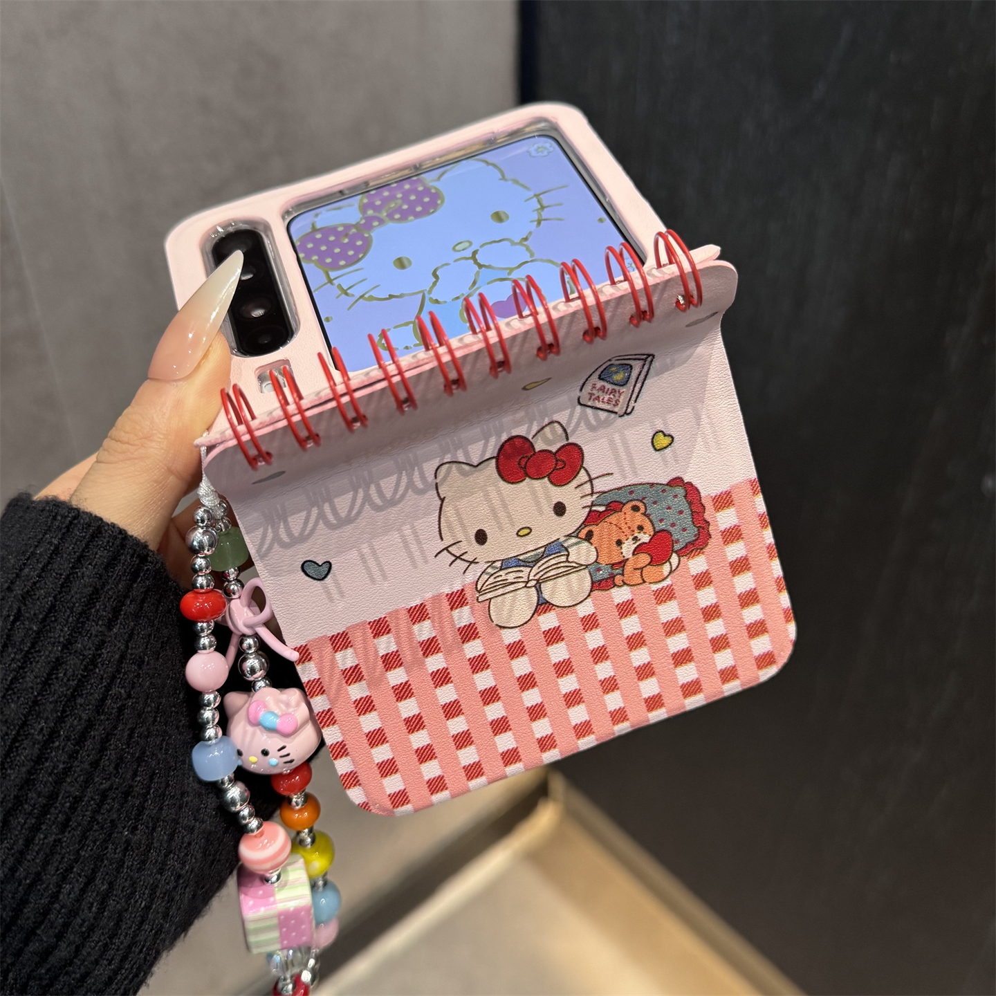 适用华为purax折叠屏手机壳粉玫红pocket2玩偶小熊kt猫翻盖笔记本