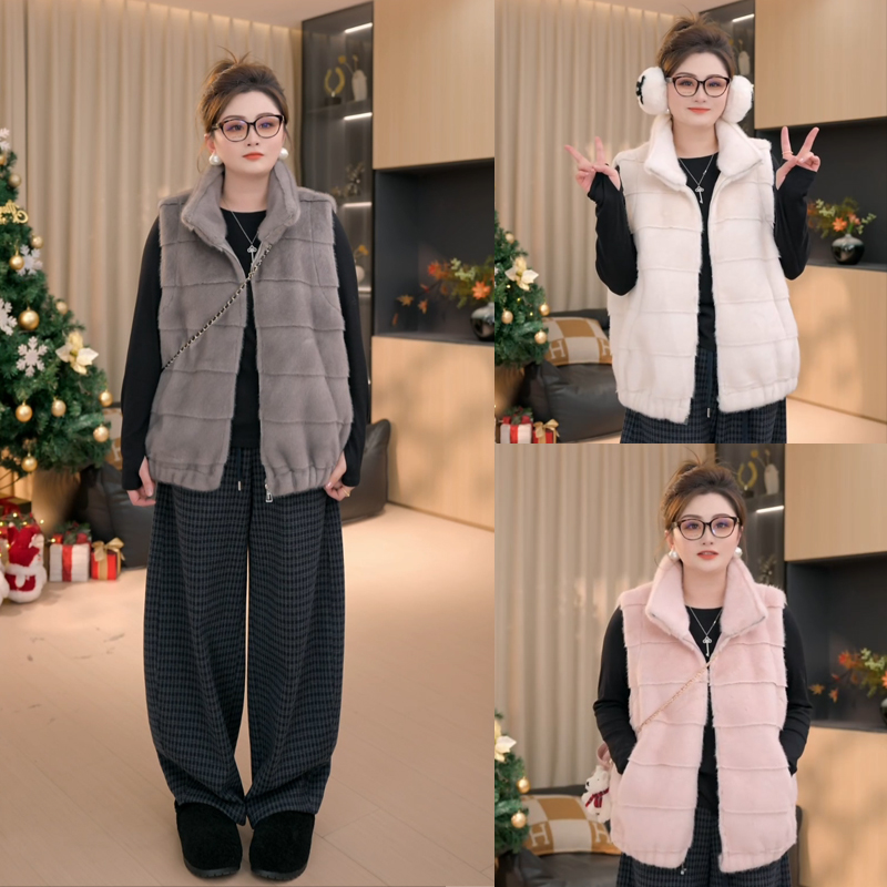 【胖佳佳】千金裘 加厚毛毛马甲冬季气质百搭外套女H625I18678-1