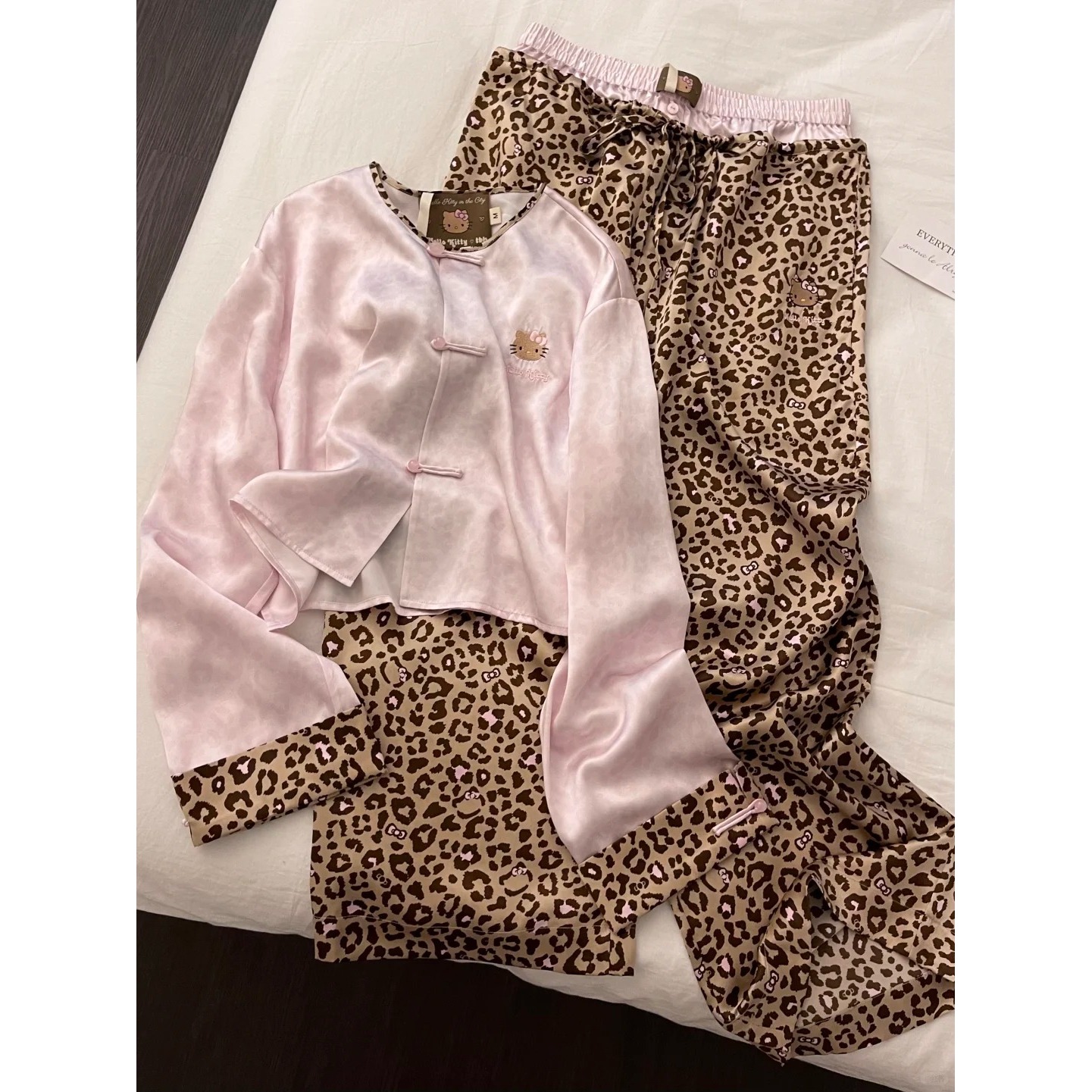 新中式国风高级感豹纹女款爆款2025新款睡衣女春秋新款家居服套装