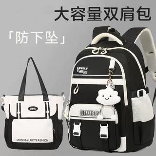 小学生书包女生高中超大容量中学生初中生小学生轻便减负双肩包