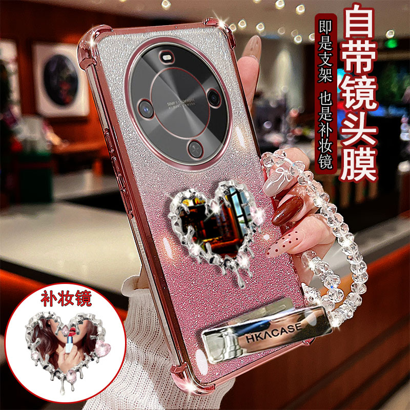 华为畅享70x活力版手机壳BRE-AL00A支架镶钻镜子防摔套镜头全包边