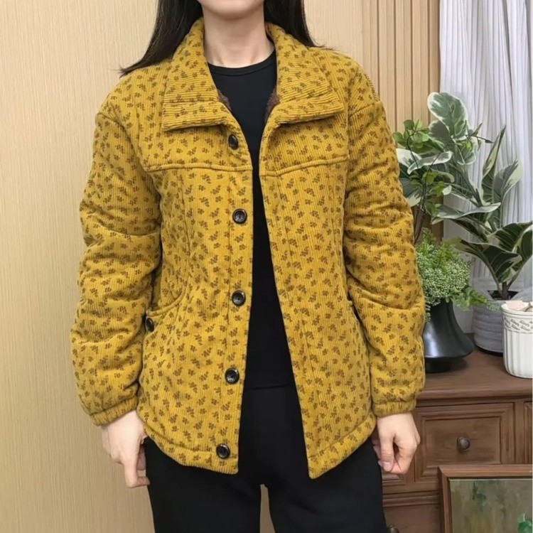 2025秋冬加绒加厚宽松版棉服时尚百搭休闲洋气保暖上衣中年妈妈装