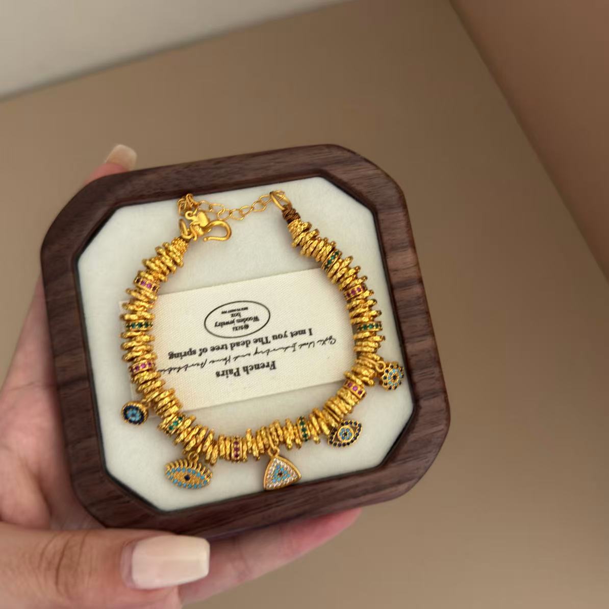 铜合金亚克力手链 复古财神盘缠手链国风五路财神手串时尚小众