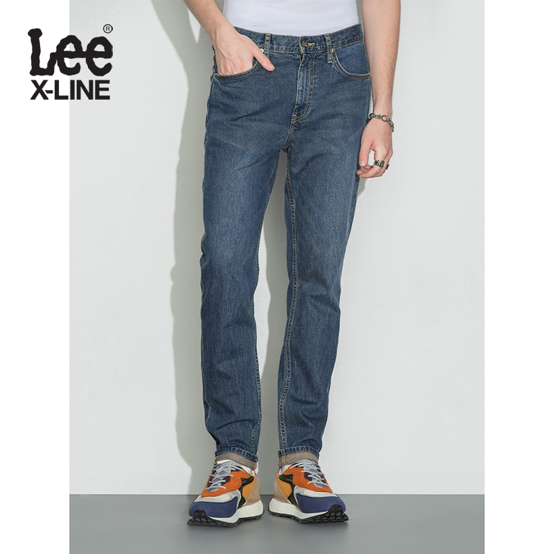 【复古蓝微锥直筒裤】Lee秋季琥珀流光宽松中腰舒适百搭男牛仔裤