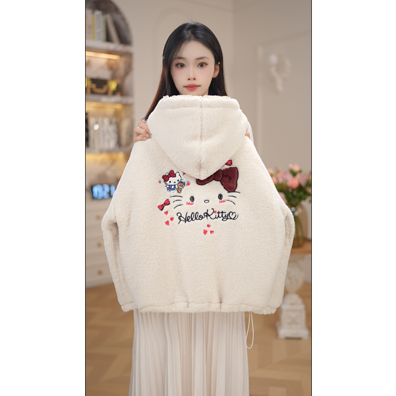 女童羔糕绒卫衣冬季连帽2025新款秋冬款女孩加绒加厚卫衣外套7952