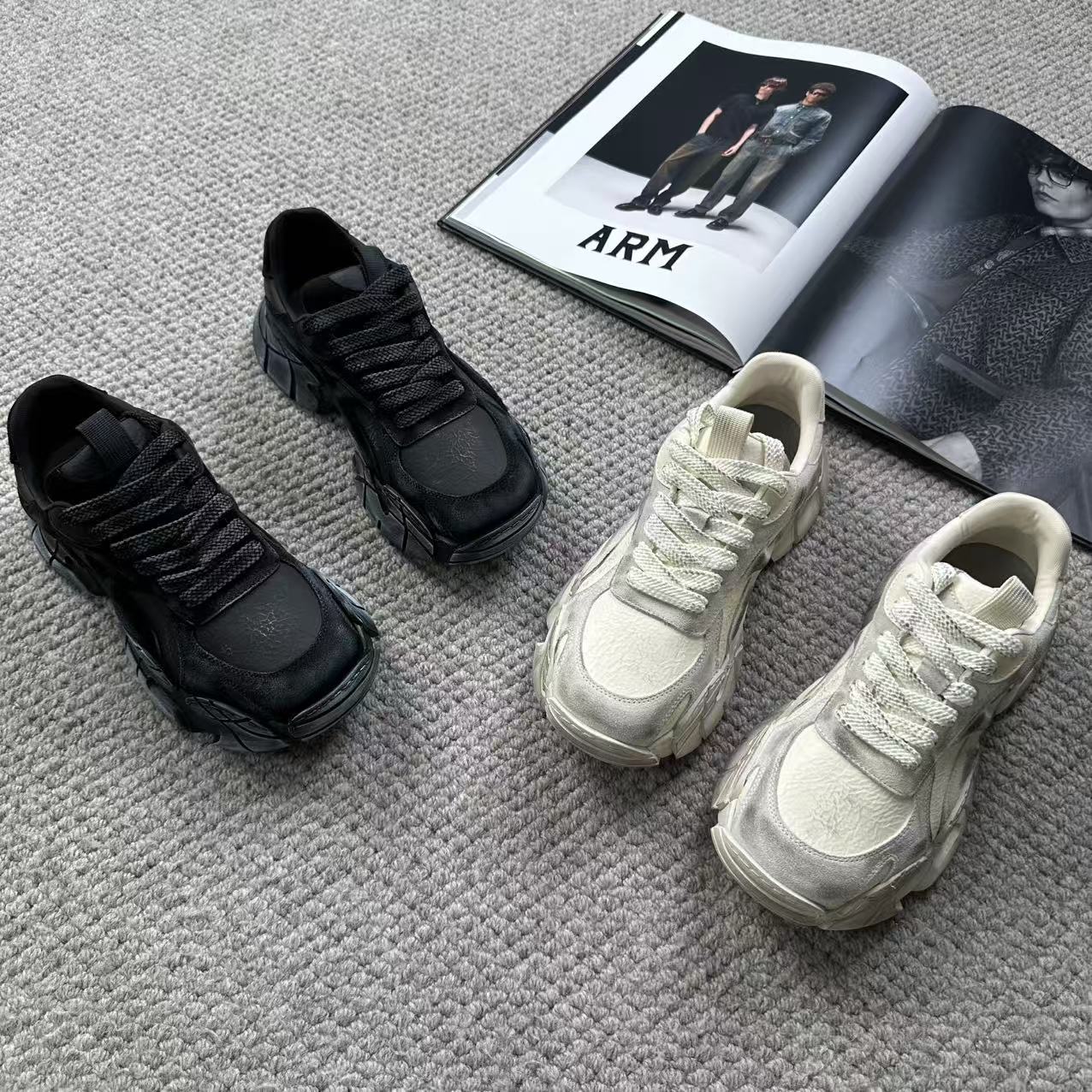 男士时尚脏脏休闲鞋5768秋季新款男鞋轻奢小众潮流休闲系带脏脏鞋