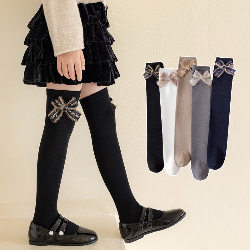 女童高筒袜子秋季新款儿童过膝长筒袜中大童学生半截洋气打底腿袜