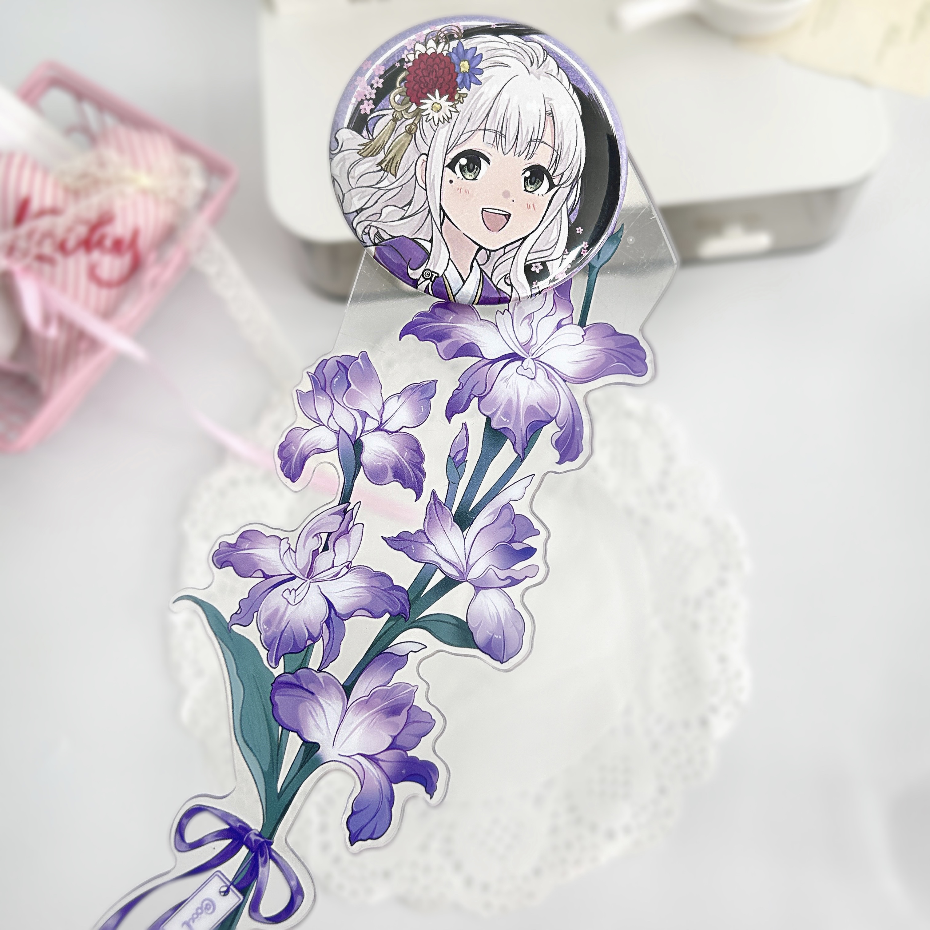 原创花束磁吸打卡棒「花迹」大尺寸夏日亚克力拍照合影展示谷哒星