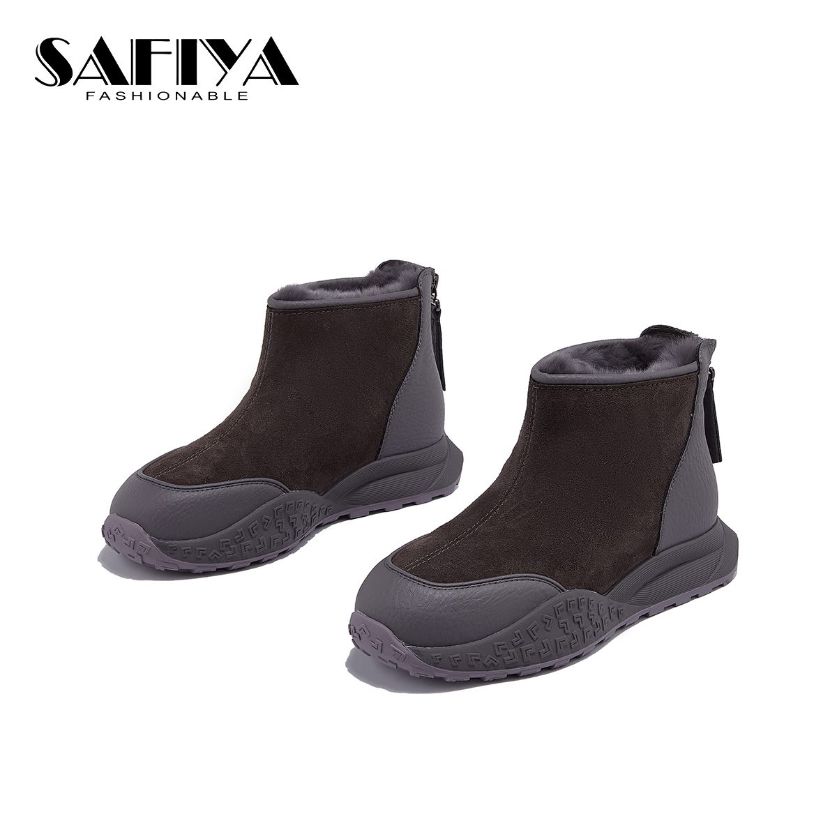 索菲娅Safiya2025冬季新款小短靴时尚保暖百搭休闲女鞋SFD4118B81