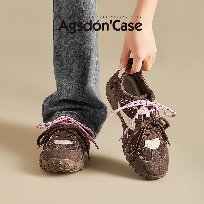 Y奥古狮登美拉德棕色德训鞋女2025新款厚底芭蕾风阿甘休闲运动鞋Y