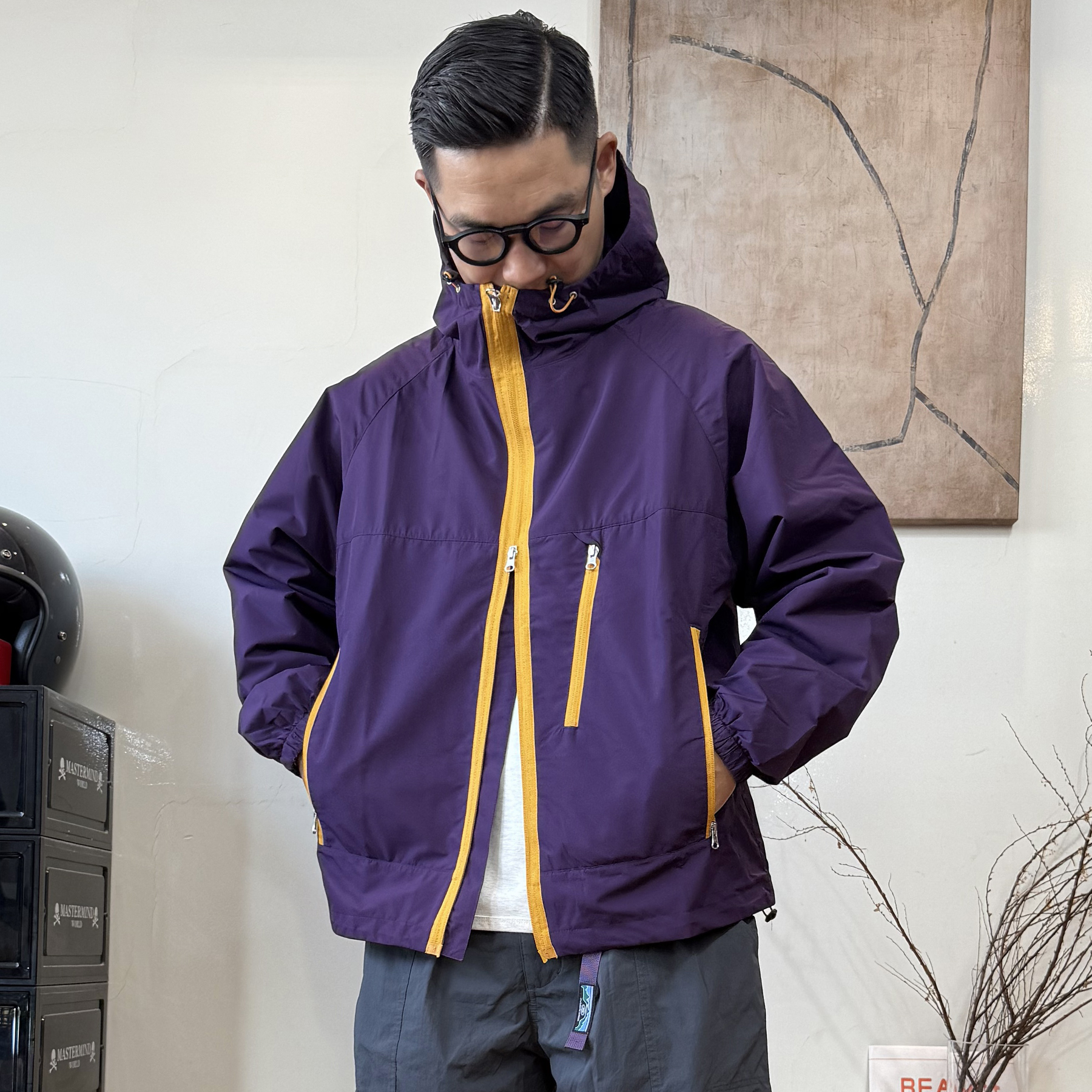 山系1021户外机能防水露营硬壳冲锋多口袋工装连帽宽松夹克外套男