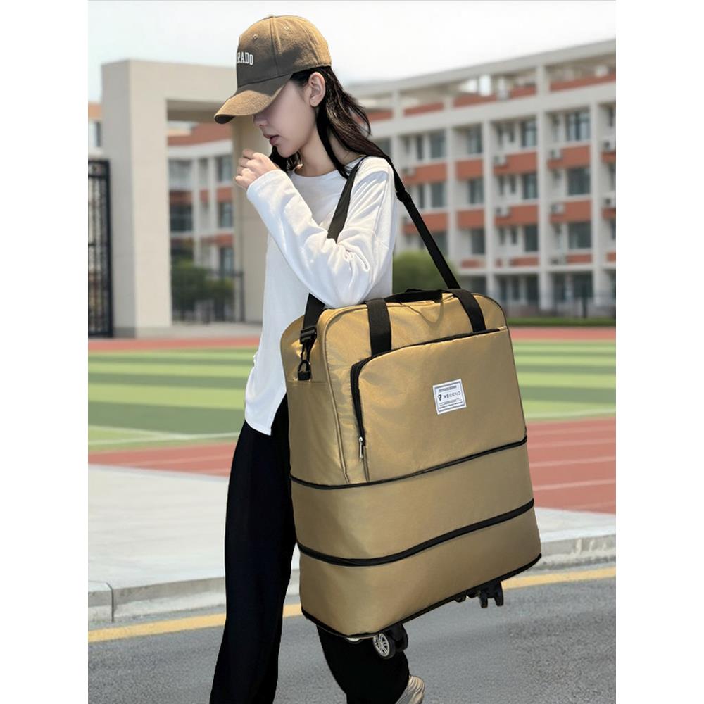 手提拉杆包带轮子的行李袋高中生旅行包女大容量开学住校生收纳袋