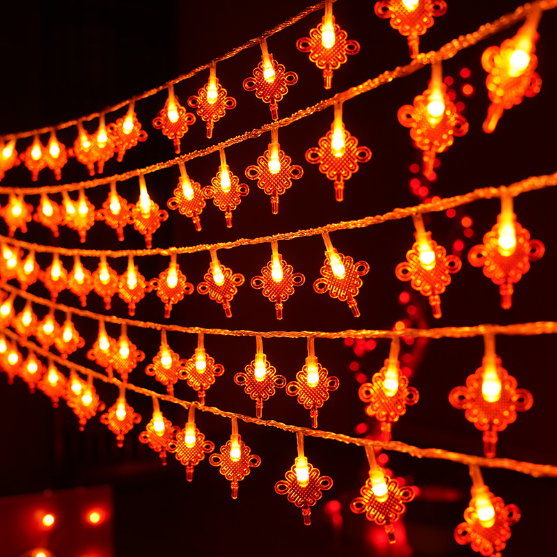 LED小彩灯中国结串灯满天星春节装饰挂件家用过年红灯笼新年元宵