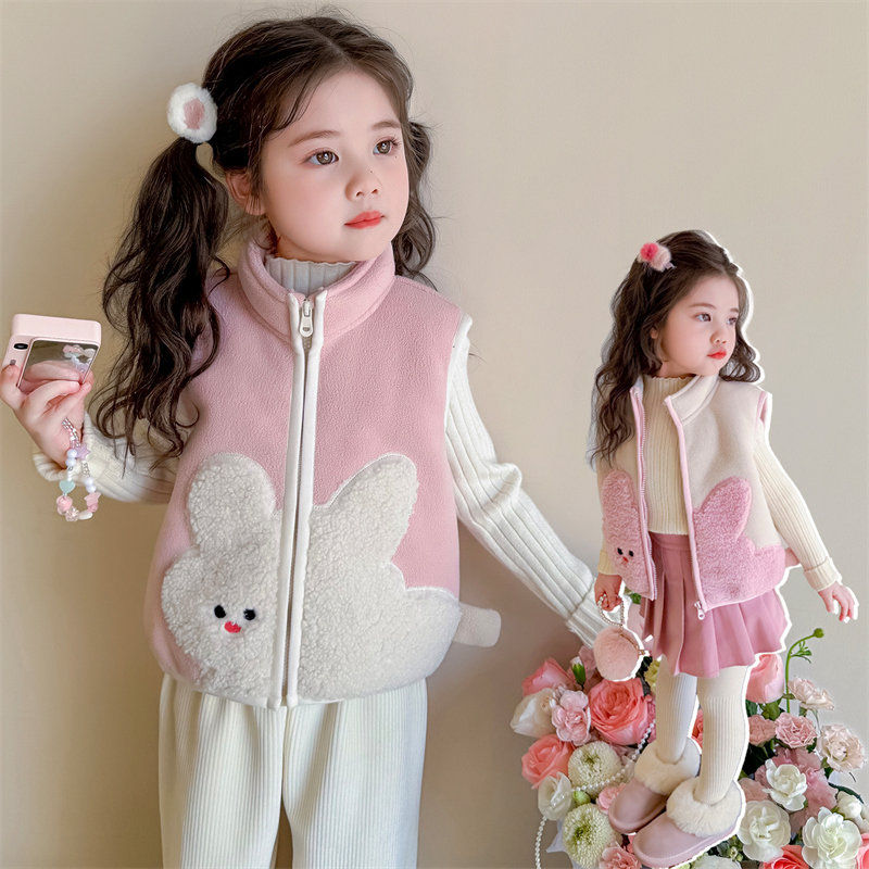 女童加绒马甲外穿加厚一体绒儿童坎肩背心小女孩宝宝冬装2025新款