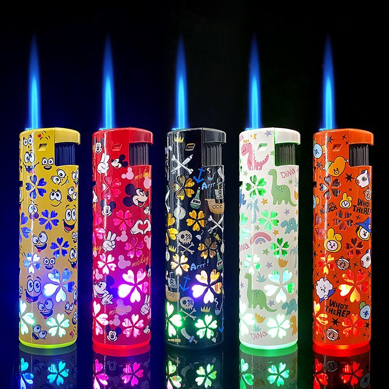 新款炫彩闪光直冲防风打火机炫酷充气个性创意送男友礼物