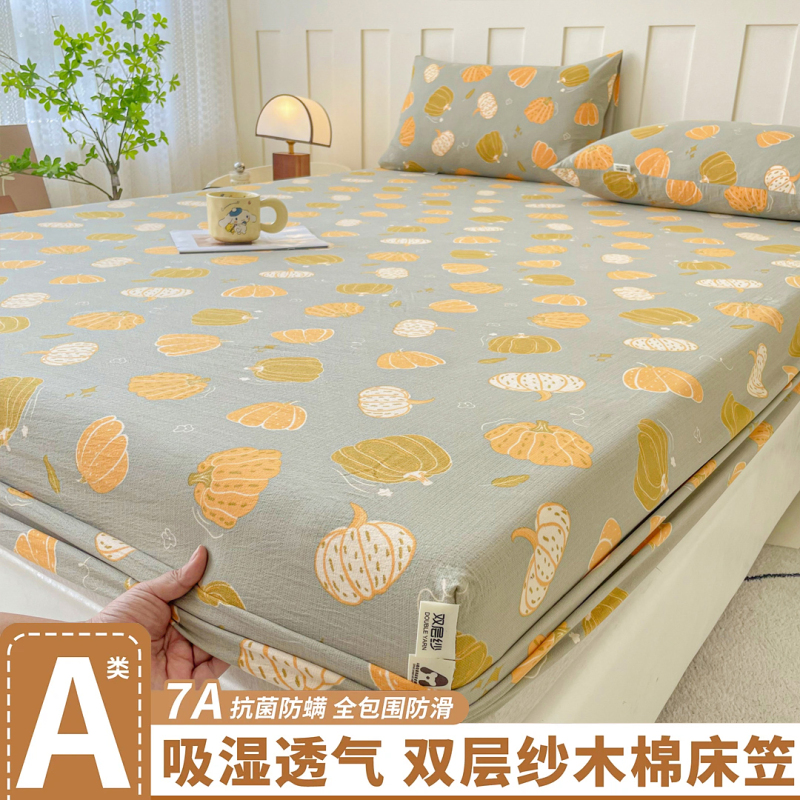 2025新款双层纱床笠床罩非纯棉全棉防滑尘床单件床垫保护套可机洗
