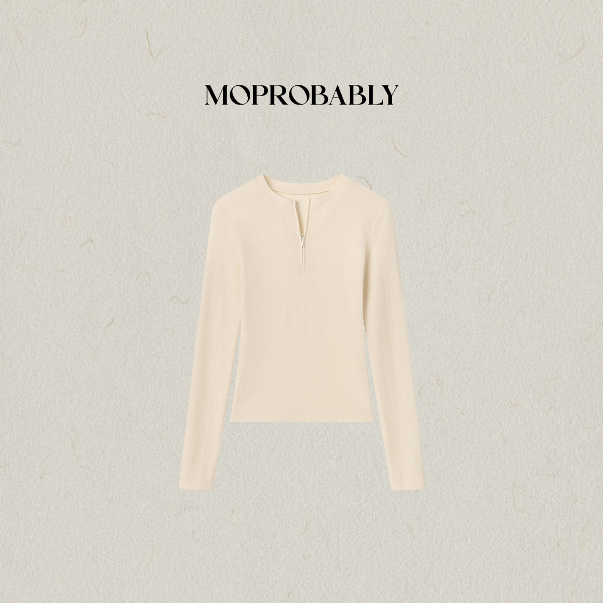Moprobably李予诺「易见」"100%绵羊毛"极简风拉链长袖T恤L5347037