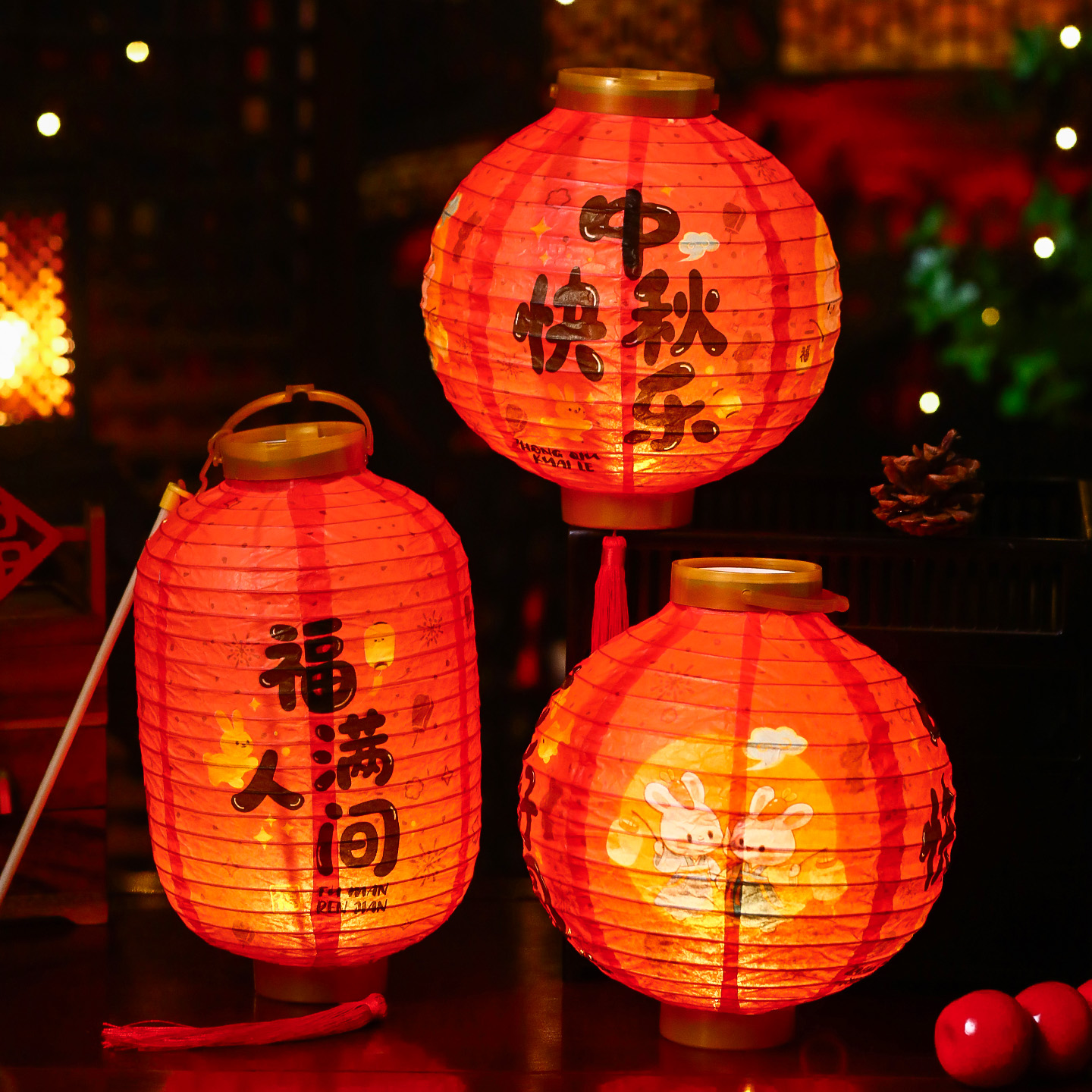 映菲寻油纸灯笼2026新款中秋节手提小花灯挂饰户外装饰古风宫灯