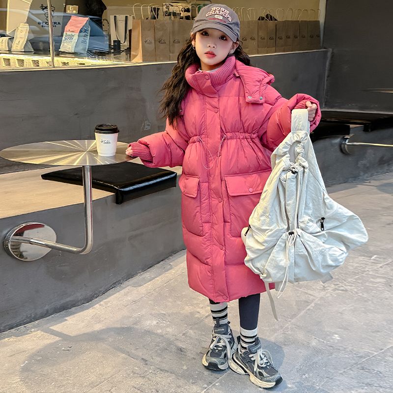 女童长款羽绒服冬季加厚新款白鸭绒洋气保暖羽绒外套中长款