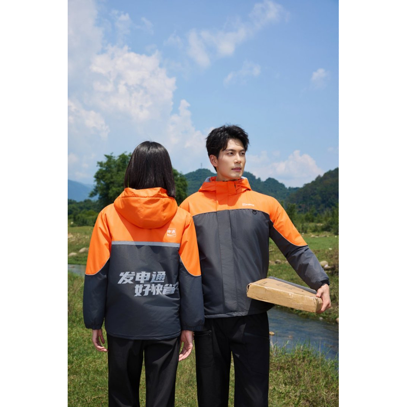 申通快递工作服冬季外套速递冲锋衣加厚款防水一体工作服冲锋衣