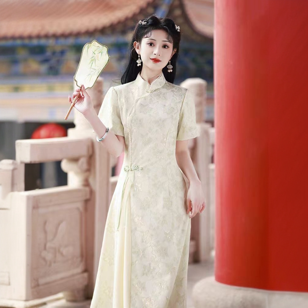 [烟柳画桥]新中式旗袍日常款复古优雅显瘦年轻小个子连衣裙