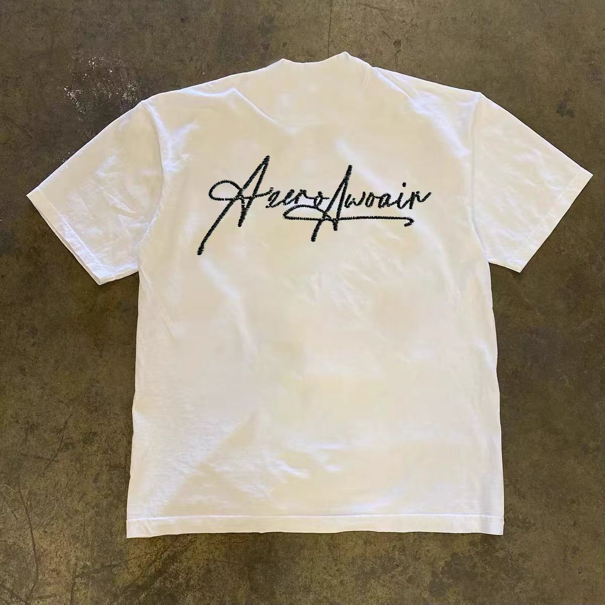 美式夏季新款简约个性签名潮牌印花重磅230g纯棉T恤男女同款休闲