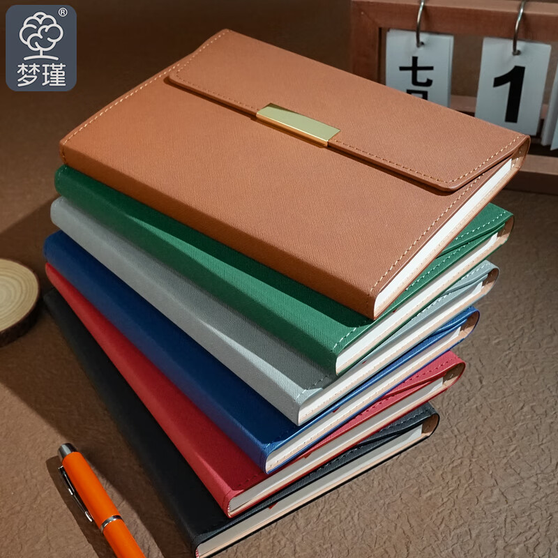 软皮面笔记本本子a5三折叠商务简约办公会议记录记事本大学生考研