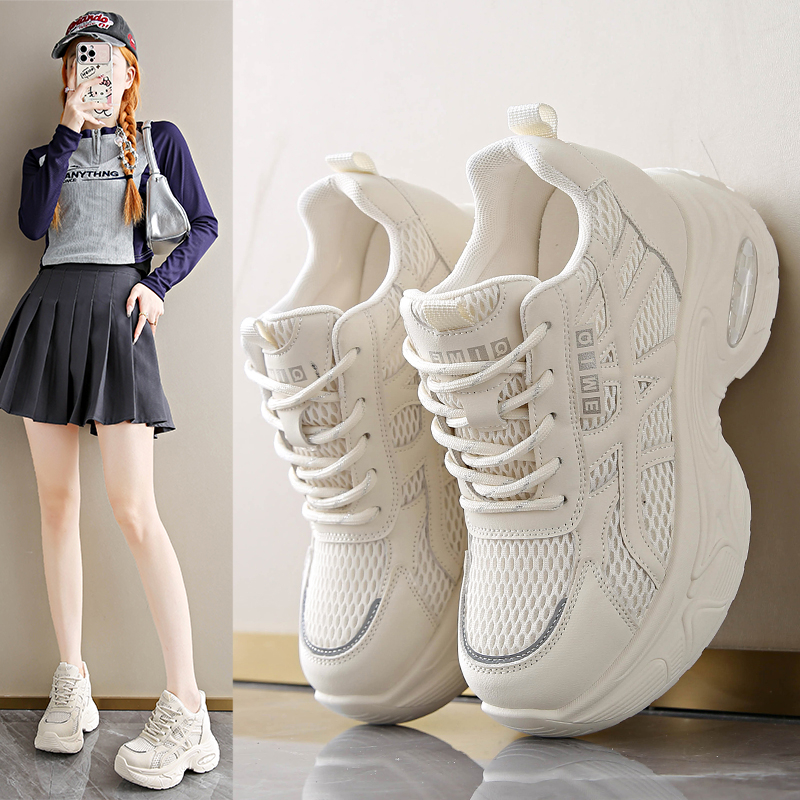 内增高8cm纯色老爹鞋小个子女款2025春秋季新款百搭休闲风运动鞋